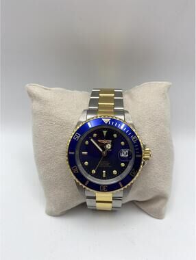Invicta Two-Tone Stainless Steel and Gold Tone Watch with Blue Dial